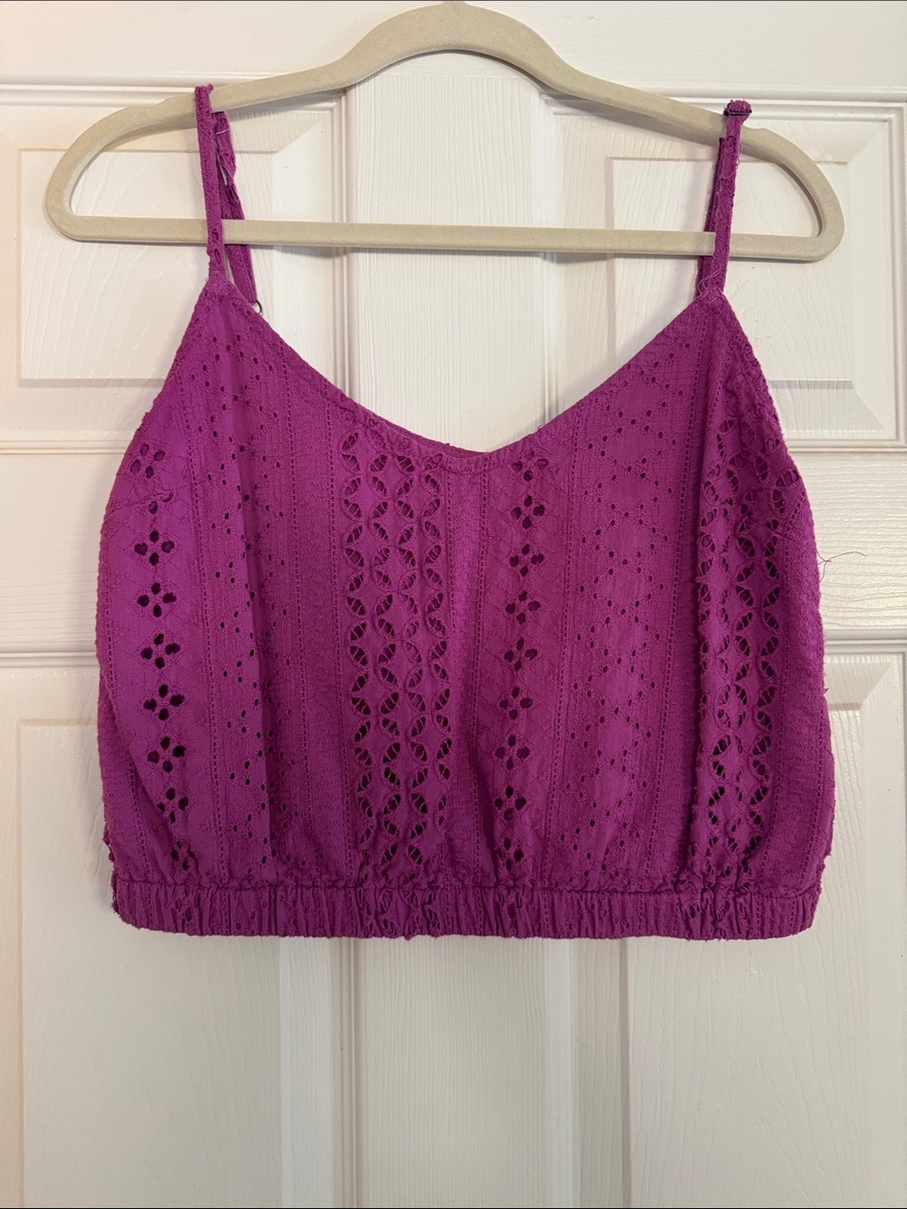Sanctuary Purple Eyelet Crochet Cropped Cami